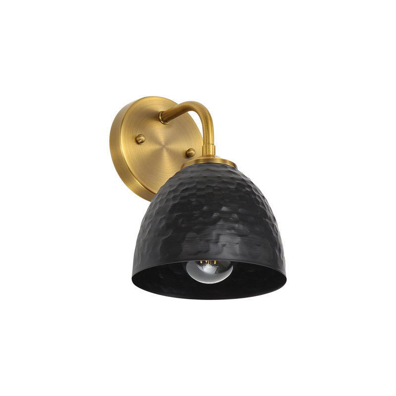 Lesniak 1-Light Wall Sconce in Modern Brass, Black