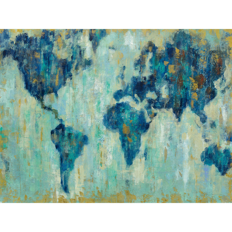 Carte du monde - reproduction sur toile, H 24 po x l 32 po