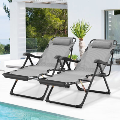 Myerstown Folding Lounge Chairs Recliner, Reclining Chairs Sleeping Bed with Adjustable Backrest by Arlmont & Co.