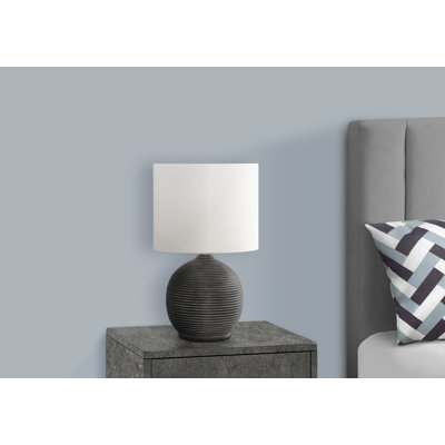 Lighting, 16"h, Black Resin, Ivory / Cream Shade, Contemporary