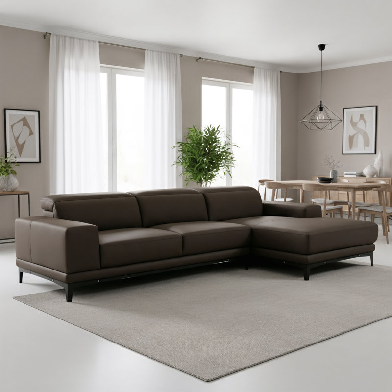 Canapé modulaire en cuir Ferrera, Orienté à droite