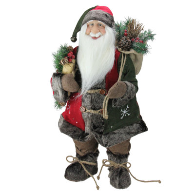 Figurine de Noël de style campagnard rustique 24 "avec manteau de flocon de neige 24"