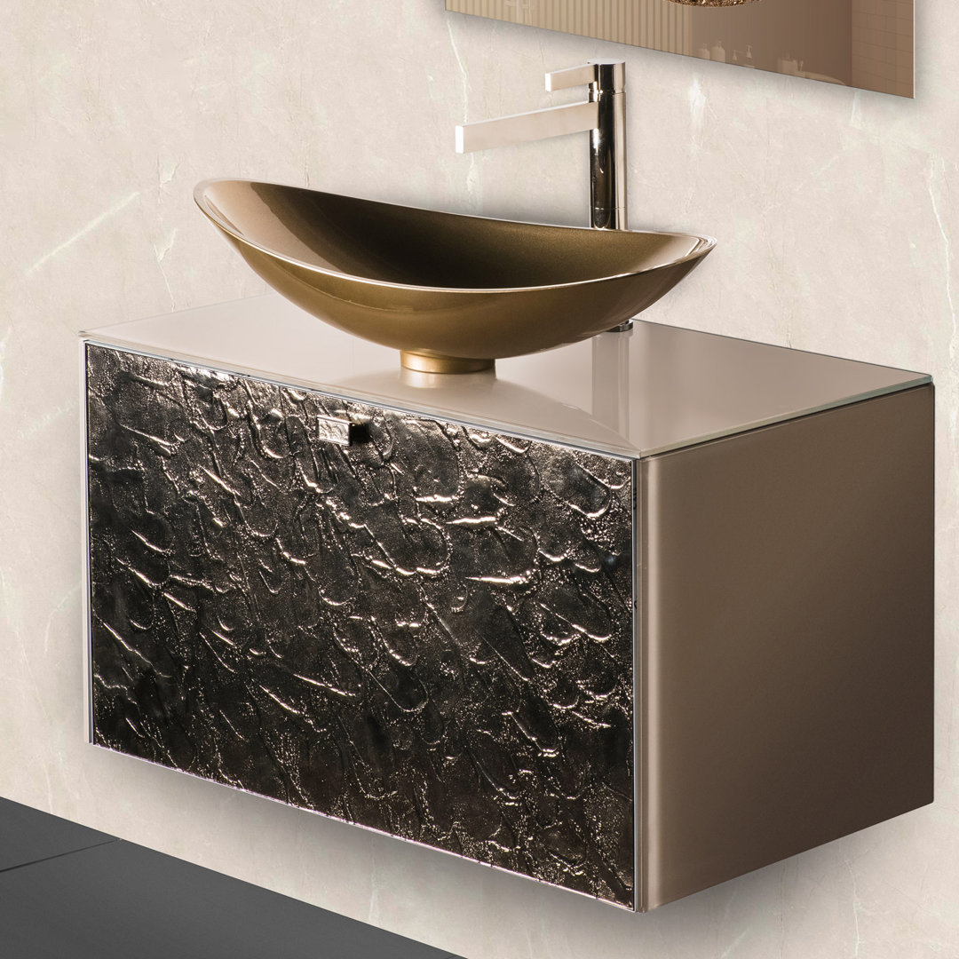 Audette 31.5'' Single Bathroom Vanity with Tempered Glass Top Everly Quinn