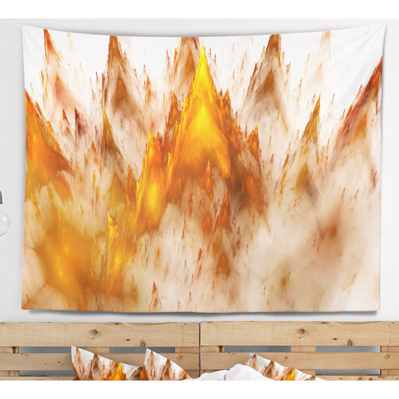 Tapisserie de conception abstract brown fractal crystals, H 68 po x l 80 po