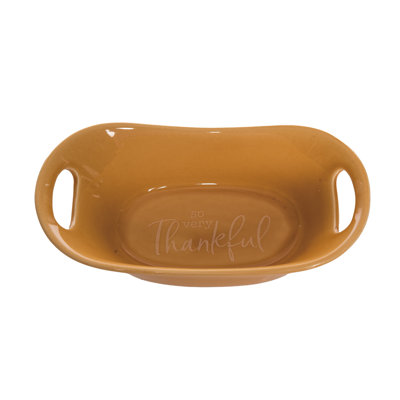 Transpac Thankful Ceramic Baker Set - Open Baking Dishes For Fall Harvest - Yellow Tabletop Decor - Perfect F