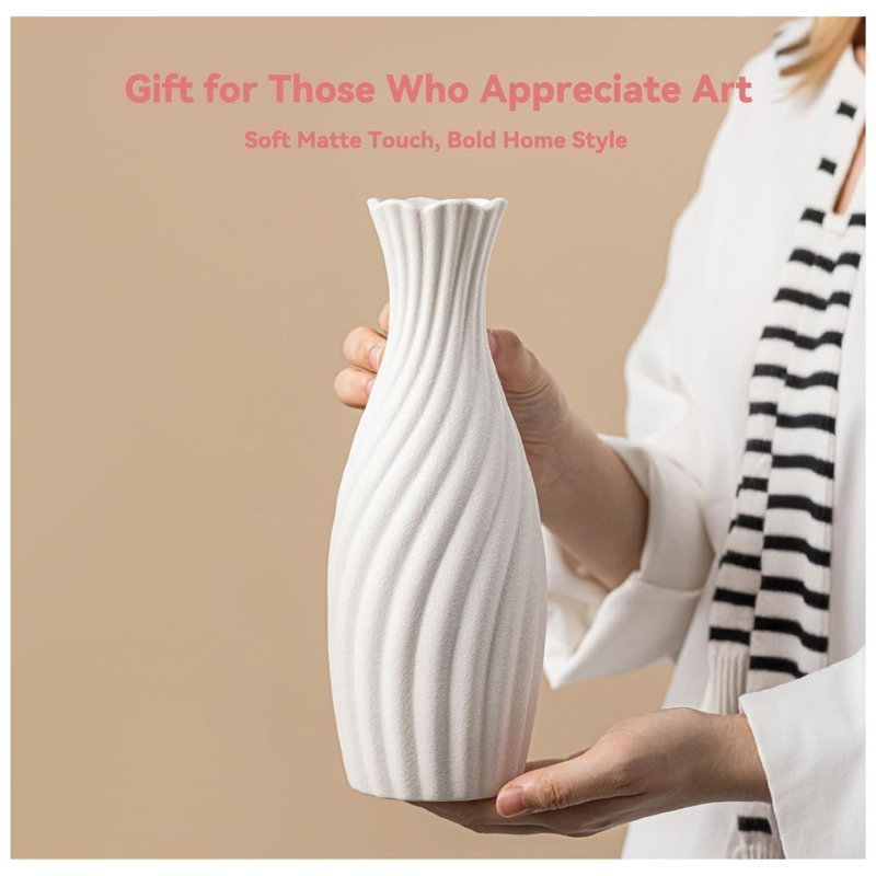 Swirl White Ceramic Vase