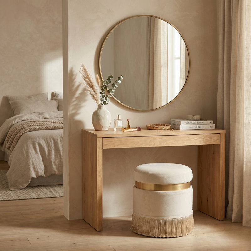 Laurelai Velvet Ottoman, Cream
