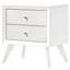 Table de chevet 1pc blanc pattes angulaires ronde bronze boutons ronds 2 tiroirs table de chevet