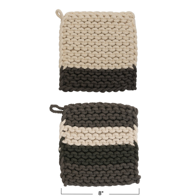 Support à casserole carré en coton au crochet
