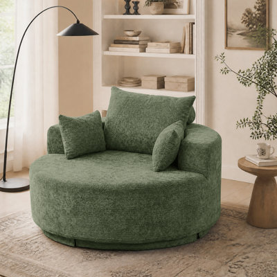 Fauteuil rond à compression de 55 po avec dossier rembourré et assise profonde