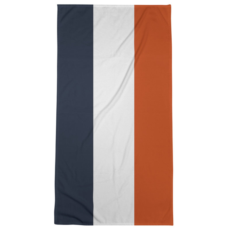 Beach Towel, Navy Blue/Ivory/Oranage