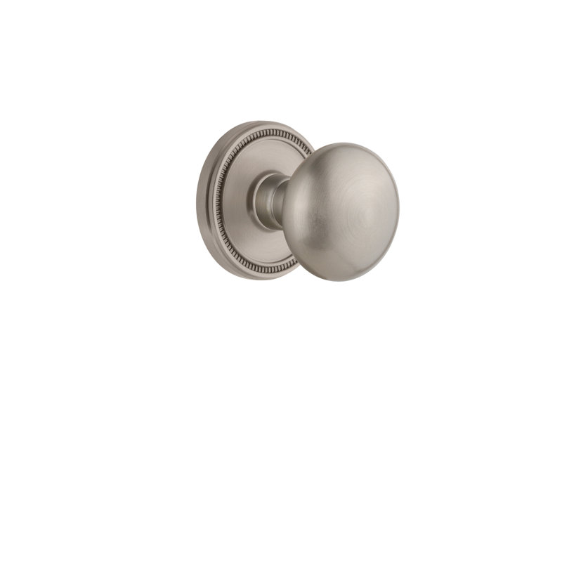 Rosette Grandeur Soleil avec bouton de porte Fifth Avenue, 2 3/8", Nickel satiné