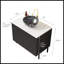Meuble-lavabo sur pied 30 po avec lavabo, meuble de rangement autoportant, lavabo en céramique noire, comptoir blanc Carrara, sans robinet, noir