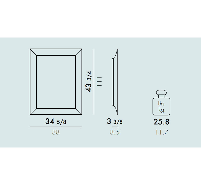 Miroir François Ghost, 43,7 po x 34,65 po, Cristal