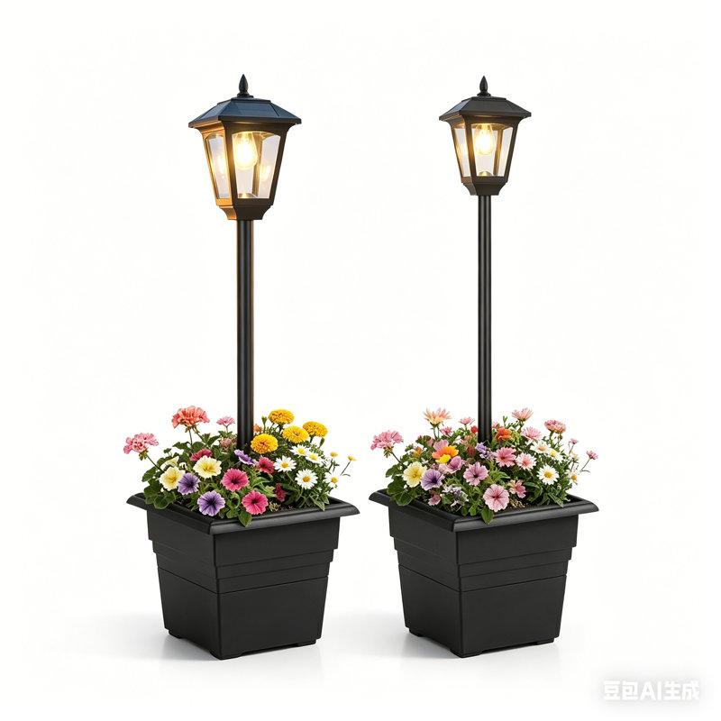 Lampadaire solaire 71 "(double) avec pot de fleurs 71 pièces