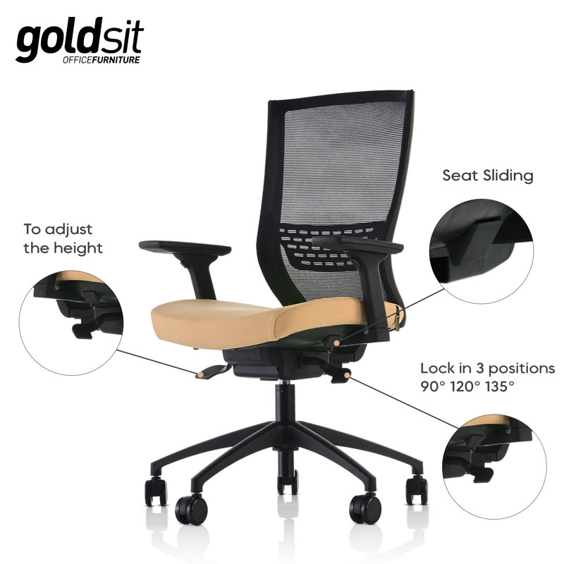 Melene Polyester Task Chair with Headrest, Yellow