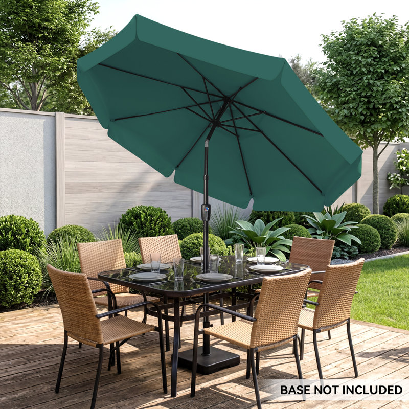 Cesur 3M Garden Parasol Sun Shade Canopy Patio Outdoor Umbrella Crank Tilt UPF 30+, Green
