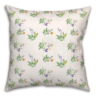Floral Spun Polyester Throw Pillow