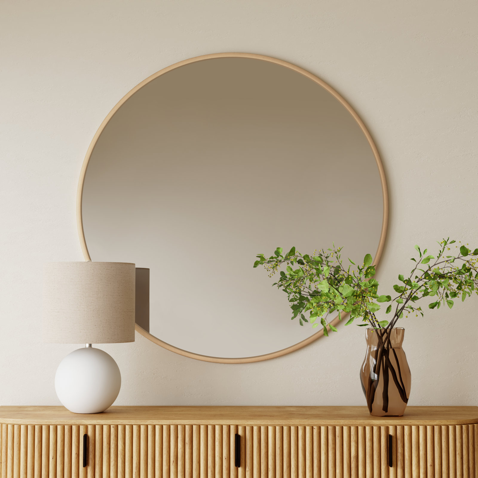 Sabine Metal Round Wall Mirror, 48" x 48", Brass