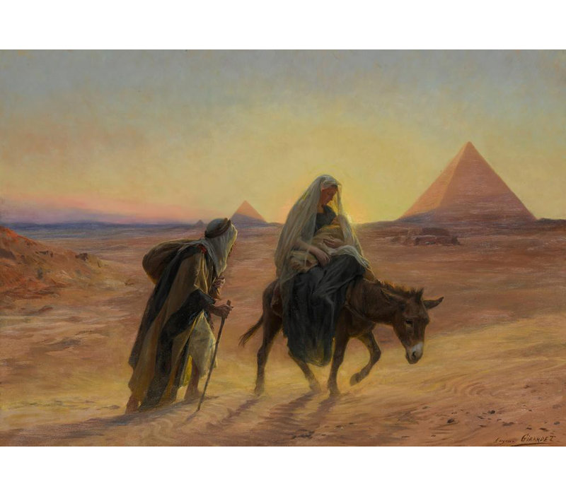 "Vol en Égypte" par Eugène Girardet - Toile tendue avec châssis, H 48 po x l 33 po