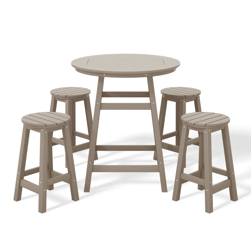 Laguna 5-Piece Round Counter Set, Light Brown