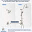 Douche avec pomme de douche à effet pluie et porte-savon à main en acier inoxydable à finition nickel brossé