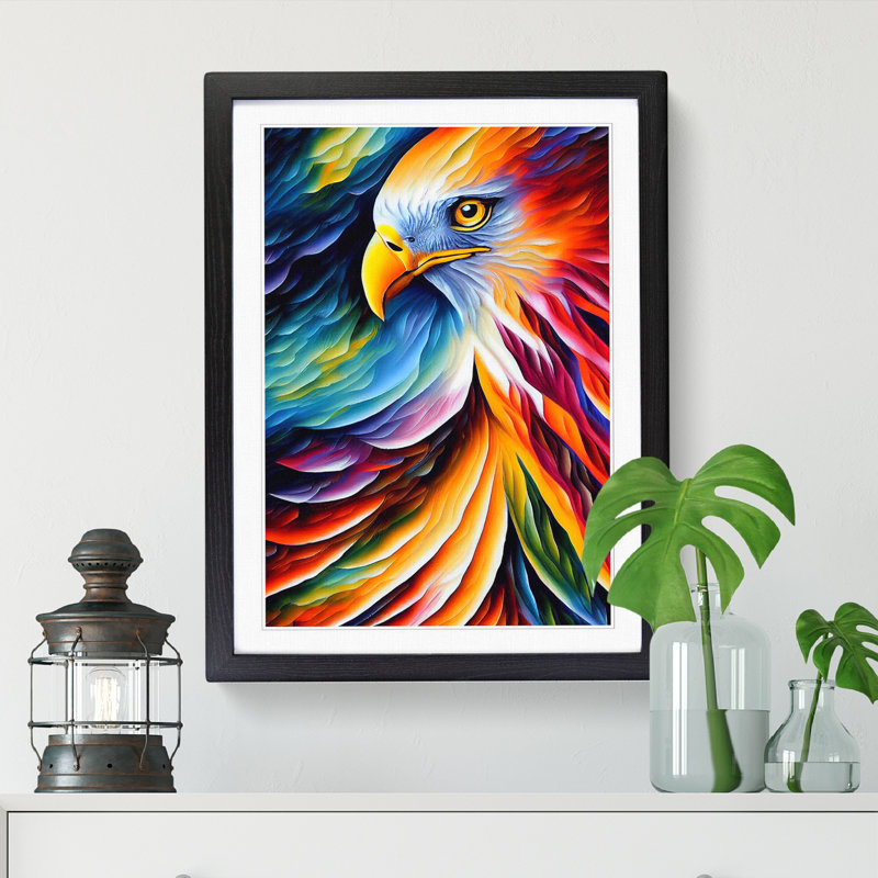 Eagle Painted Vol.3 - Single Picture Frame Print, Black, 64cm H x 46cm W x 2cm D