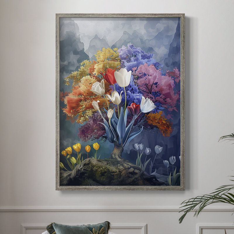 Reproduction encadrée FLORAL Series DCCDXII - bois massif, H 15 po x l 12 po