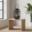 Lanterne cylindrique tissée en bambou noir avec bougie à DEL blanche réaliste | Décoration bord de mer 16,3 po de hauteur