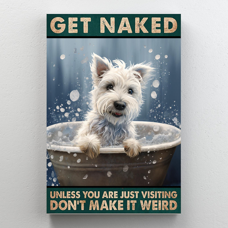 «White Dog Get Nake», reproduction d'art rectangulaire 1 pièce «White Dog Get Nake», reproduction d'art rectangulaire sur toile tendue