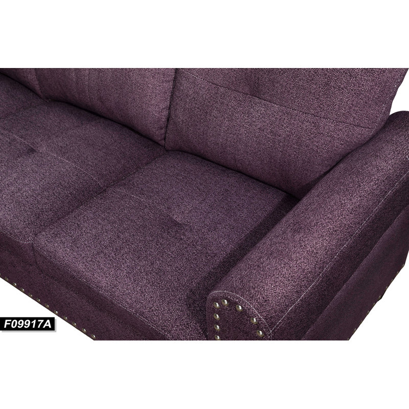 Canapé modulaire 2 pièces Apisha, Mélange de lin mauve