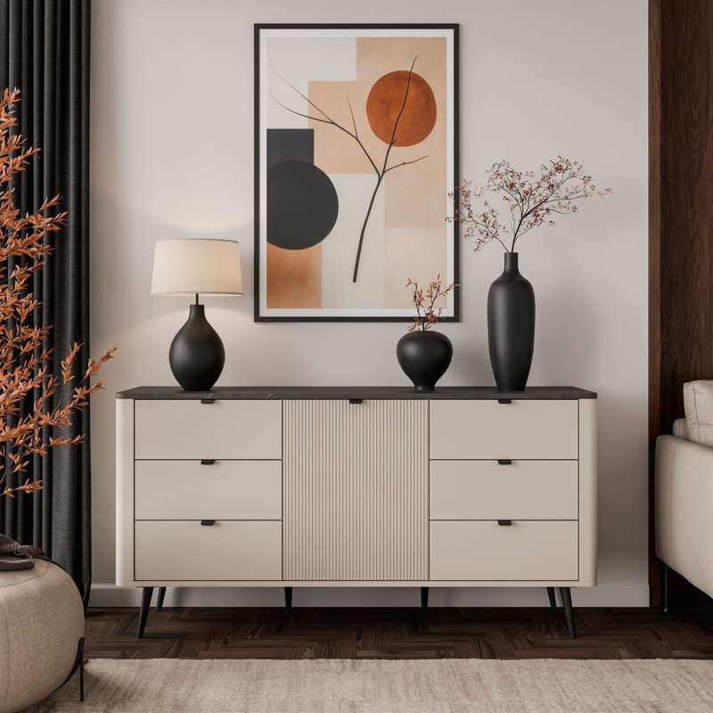 160cm Sideboard, cashmere / grey stone