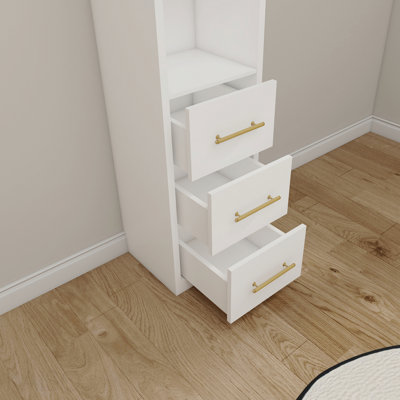 15.75x85.04inch White Side Storage Cabinet With Three Drawers For Bedroom, Living Room, Bathroom