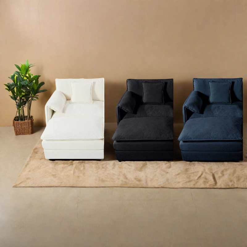 Canapés modulaires spacieux, tissu chenille, ensemble de salon moderne en forme de U