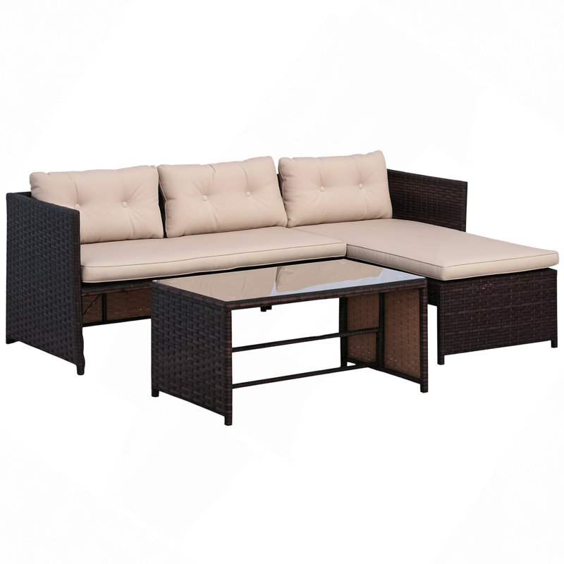 Patio Furniture Set, Rattan Outdoor Sofa Set, Beige