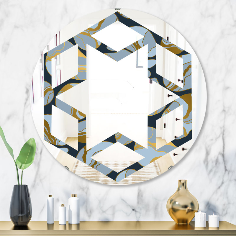 Miroir mural Hexagon Star Marble Design IV, H 23,6 po x l 23,6 po