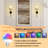 Set of 2 Gold Wall Sconces, Detachable Rechargeable Bulbs with Built-in 2000mAh Battery, Dimmable 9 Color LED Lights with Remote