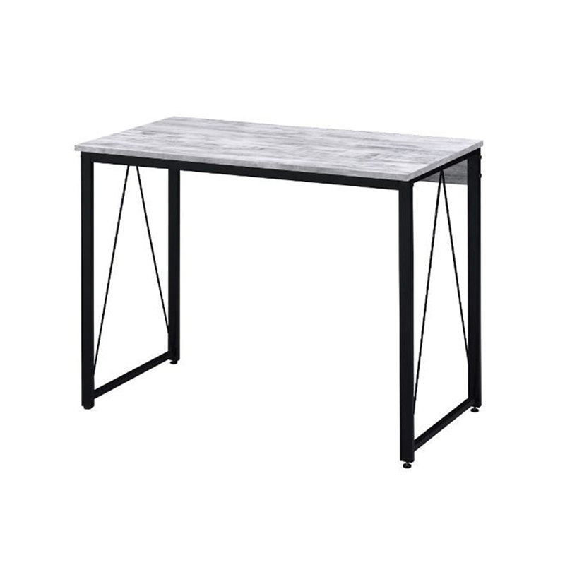 Bureau d'écriture rectangulaire avec base en métal, H 28 po x l 35 po x P 18 po, Blanc