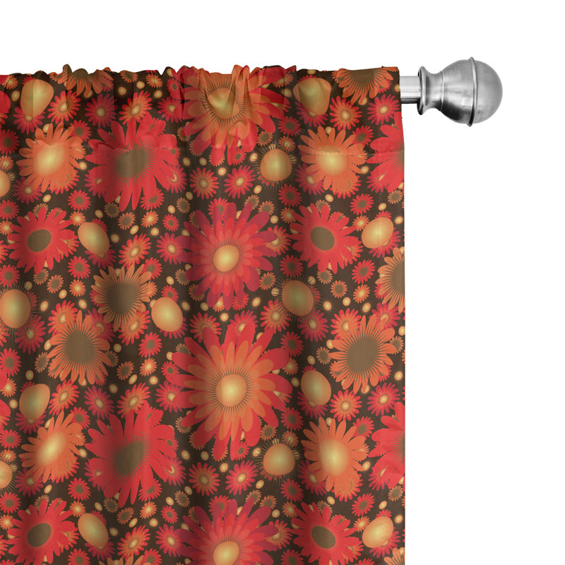 Floral Semi-Sheer Rod Pocket Curtain Panels, 28" x 63"