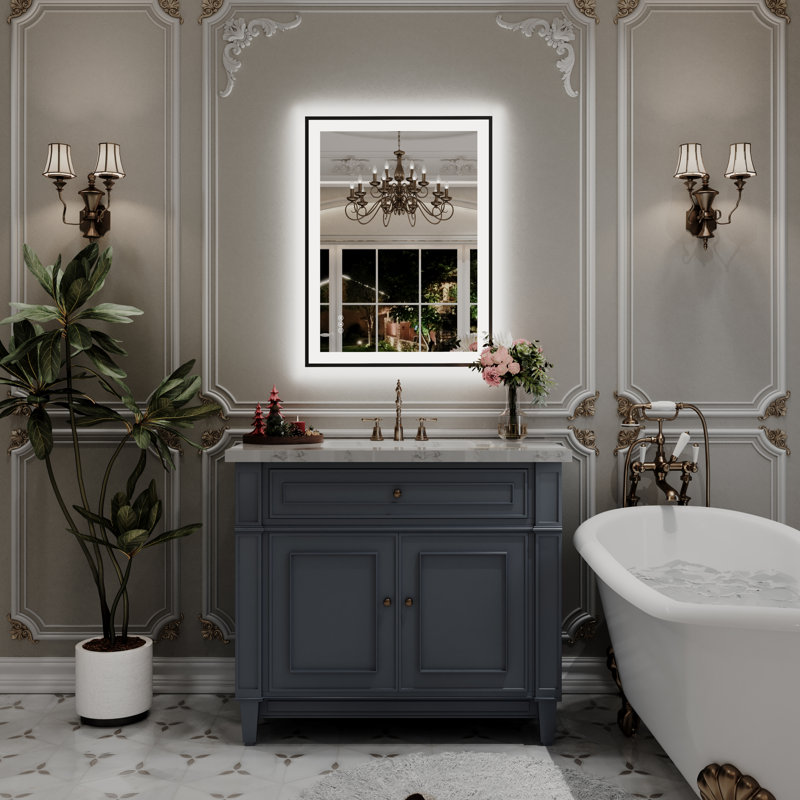  Lunara UL Certified Metal Framed Front Light & Backlit Memory LED Light Bathroom Vanity Mirror with 3 Year Warranty