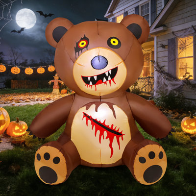 5 FT Halloween Inflatables Spooky Teddy Bear Inflatable with Build-in LED Lights