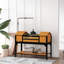 Habitat tortue avec support de lampe réglable, enceinte en bois avec tablette de rangement, deux maisons principales, plateau fixe, couvercle ouvrable, jaune