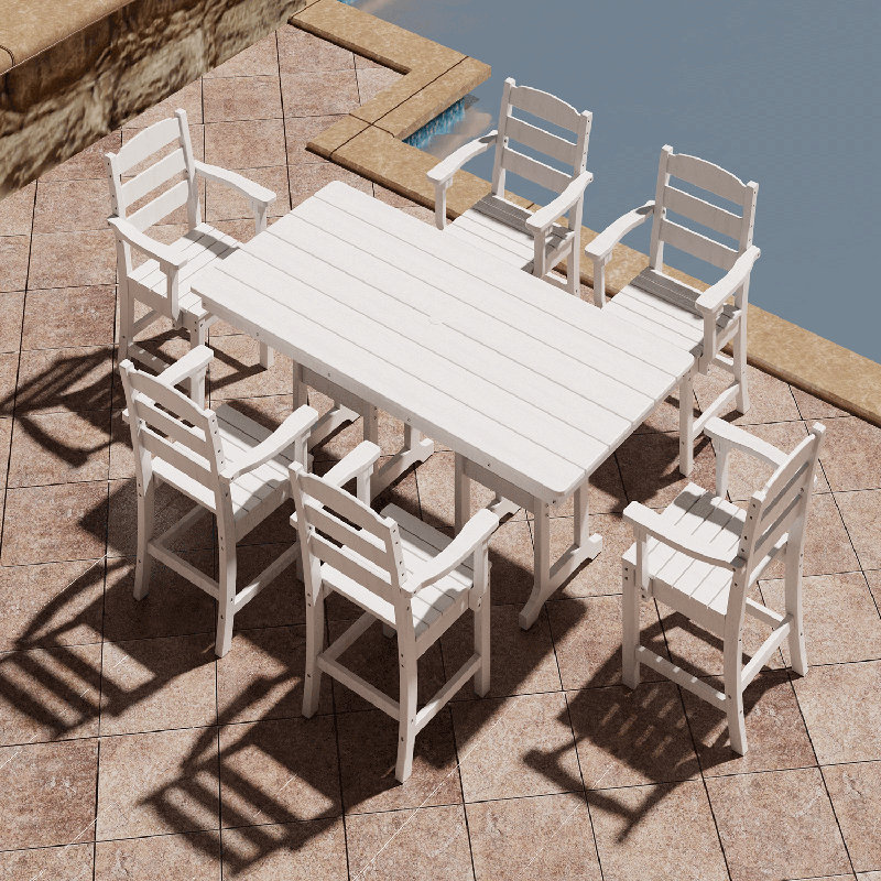 6-Person Hdpe Outdoor Dining Set, White