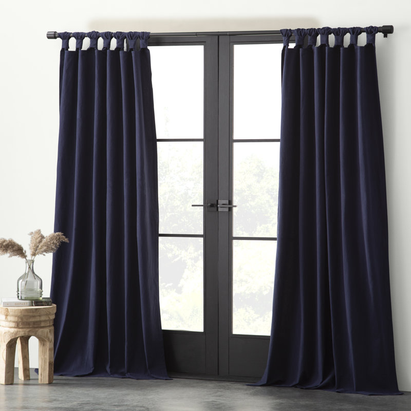 Archaeo Sarro Washed Cotton Semi-Sheer Tab Top Curtain Panel, 52" W x 84" L, Mustard