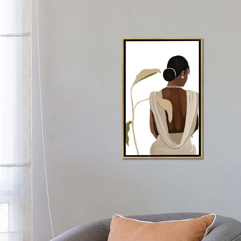 «Nora» par Bria Nicole - impression d'art graphique, H 26 po x l 18 po x 1,5 po, Toile encadrée d'or, Pas de tapis
