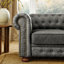 Chesterfield Sofa Tufted  Upholstered PU 3-Seater Sofa Scrolled Arms With Nailhead Decoration