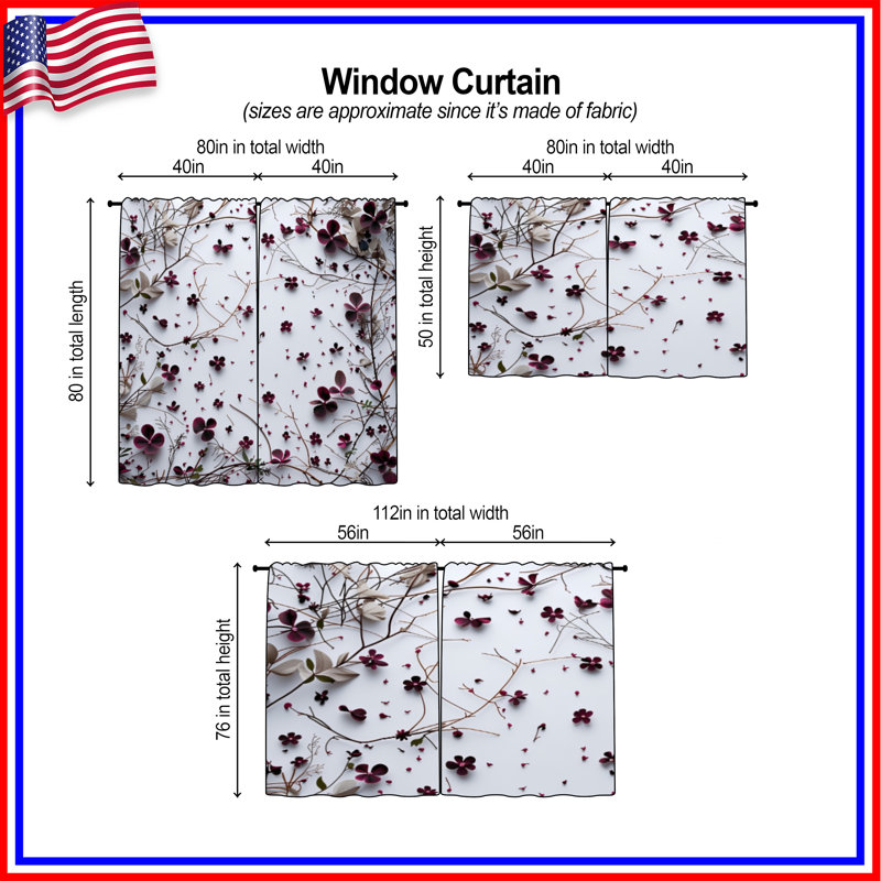Rideaux de fenêtre à motif floral obscurcissant et obscurcissant - 2 panneaux, 40 po x 50 po - 2 panneaux, Transparent