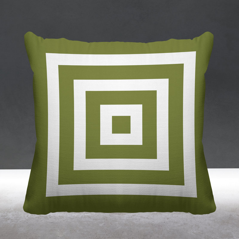 Coussin décoratif intérieur / extérieur Luella, L 15 po x H 15 po, Vert olive