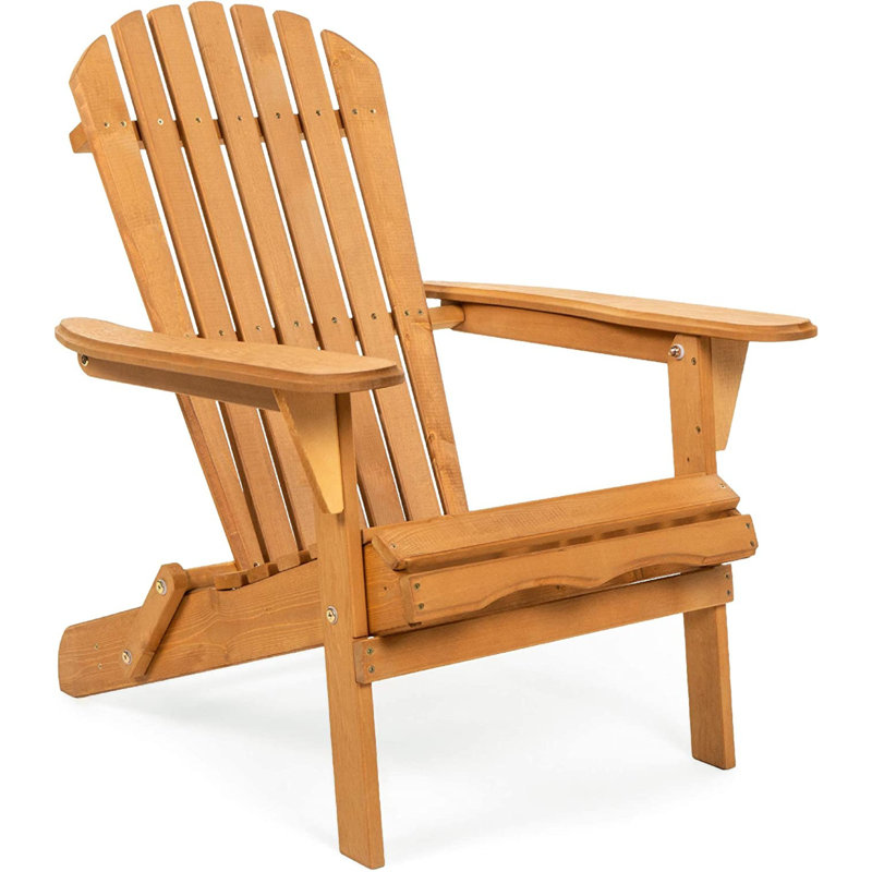 Abdul-Hakeem Foldable Outdoor Adirondack Chair, Brown
