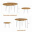 Table de salle à manger réglable et extensible, plateau en panneau de fibres à densité moyenne à grain de bois avec pieds en métal argenté, table rétractable élégante